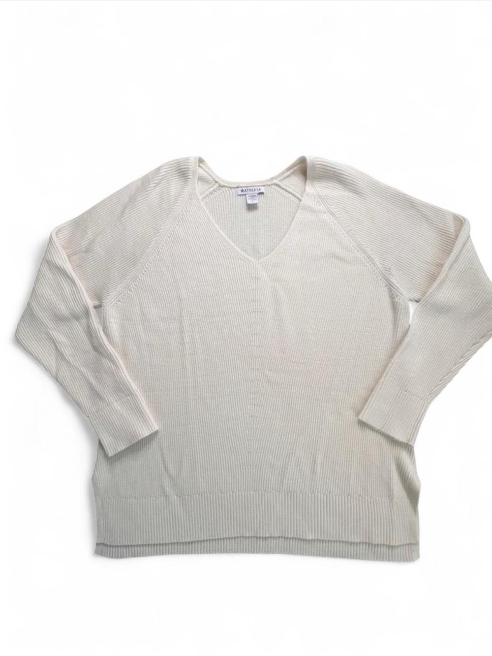 Athleta Cream V-neck sweater Women's size Large